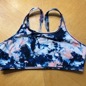 Athleta Kids Blue and Pink Tie-Dye Bikini Top